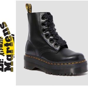 Dr.Martens Molly Quad Platform Lace-Up Boots in Black Buttero Leather *HP*